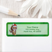 Cute Tiger in Santa Hat op Green Etiket (Insitu)