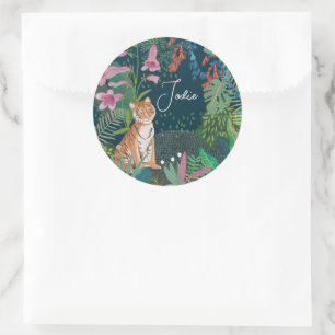 Cute Tiger Jungle Baby Borrelhap Ronde Sticker