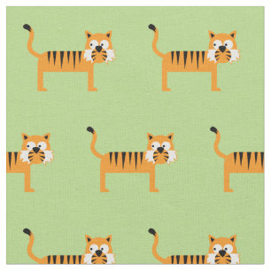 Cute Tiger Kind Baby Nursery Light Green Cat Stof