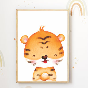 Cute Tiger Nursery Poster Enfants Décor Chambre