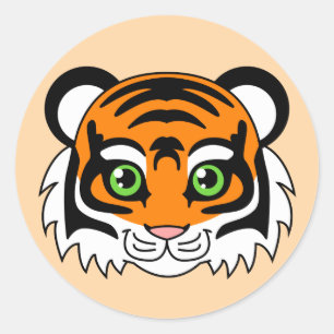 Cute Tiger Oranje Ronde Sticker
