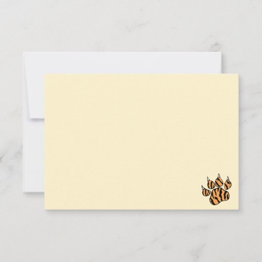 Cute Tiger Paw Print Custom Blank Notitiekaartje (Voorkant)