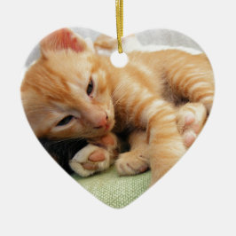 Cute Tiger Stripe Kitten Keramisch Ornament