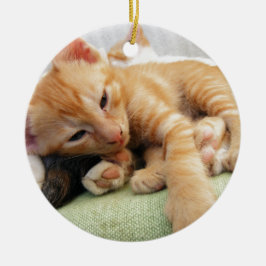 Cute Tiger Stripe Kitten Keramisch Ornament