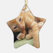 Cute Tiger Stripe Kitten Keramisch Ornament (Links)