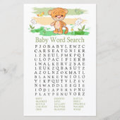 Cute Tijger Baby Shower Woordzoekspel (Voorkant)