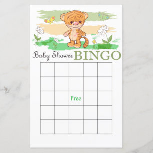 Cute tijger babyshower bingokaart