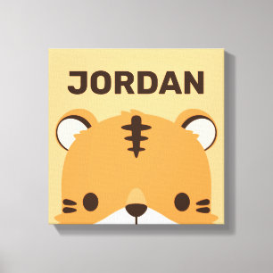 Cute Tijger met gepersonaliseerde naam Canvas Afdruk