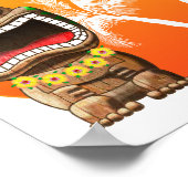 Cute Tiki Statue Beach Sunset Poster (Hoek)