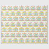 Cute tiled carrouselpatroon cadeaupapier (Vlak)
