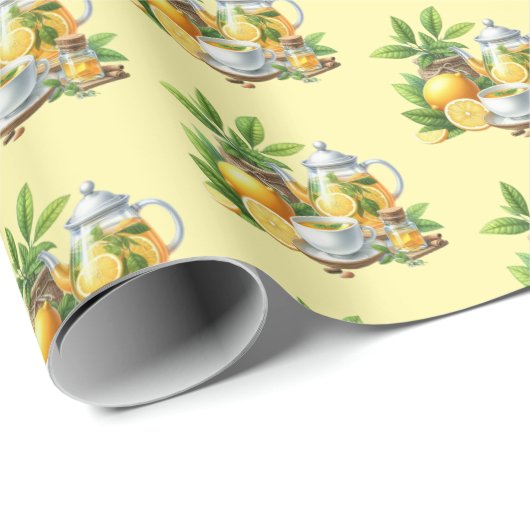 Cute tiled lemon tea pattern  cadeaupapier (Rol Hoek)