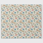 Cute tiled tea party cadeaupapier (Vlak)