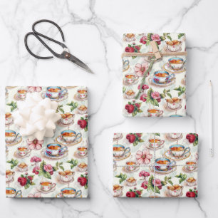 Cute tiled tea party inpakpapier vel