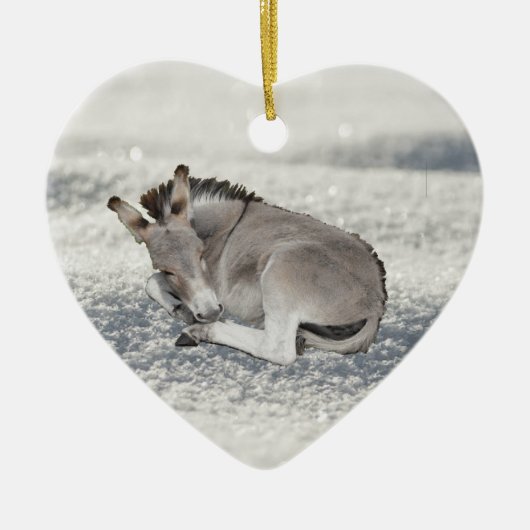 Cute Tiny Donkey Foal in sneeuw Keramisch Ornament (Voorkant)