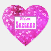 Cute Tiny Hearts roze naam Hart Sticker (Voorkant)