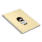 Cute Tiny Ninja Holding Sign on Yellow Custom Name Notitieboek (Rechterzijde)