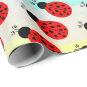 Cute Tiny Red Black Ladybug patroon Cadeaupapier (Rol Hoek)