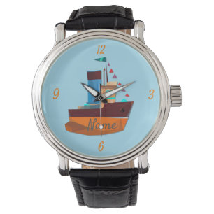Cute Tiny Tugboat Thunder-Cove Horloge