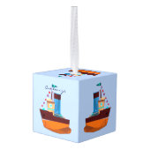 Cute Tiny Tugboat Thunder-Cove Kubus Ornament (Achter hoekig)