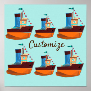 Cute Tiny Tugboat Thunder-Cove Poster