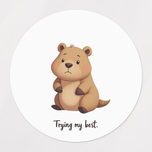 Cute tired capybara labels (Design 2)