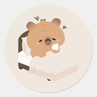 Cute Tired Capybara Ronde Sticker