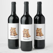 Cute tired capybara wijn etiket (Flessen)