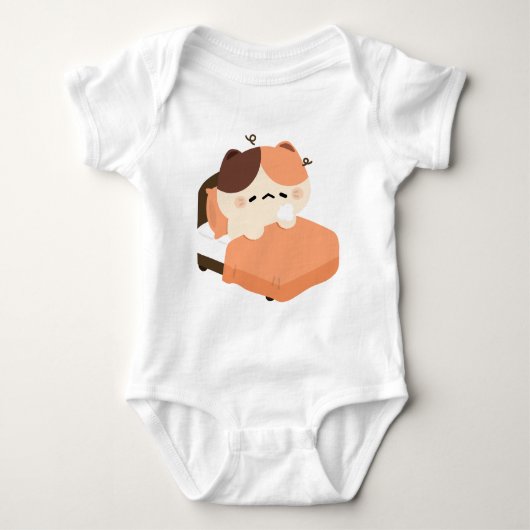 Cute Tired Tortie Cat Romper (Voorkant)