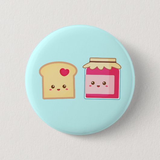 Cute Toast and Strawberry Jam, Spread Love Ronde Button 5,7 Cm (Voorkant)