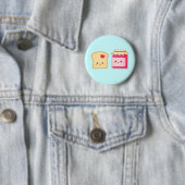 Cute Toast and Strawberry Jam, Spread Love Ronde Button 5,7 Cm (In situ)