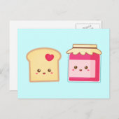 Cute Toast and Strawberry Jam, Spread the Love Briefkaart (Voorkant / Achterkant)