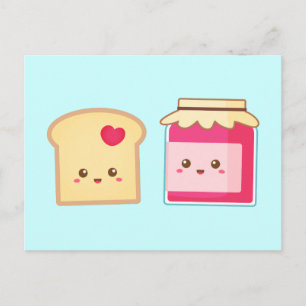 Cute Toast and Strawberry Jam, Spread the Love Briefkaart