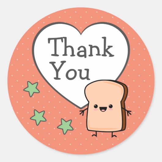 Cute Toast Bedankt Ronde Sticker (Voorkant)
