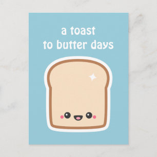 Cute Toast met Happy Face Briefkaart