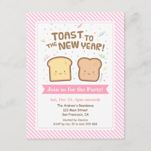 Cute Toast naar het Nieuwe Jaars Puns Confetti Fee Kaart