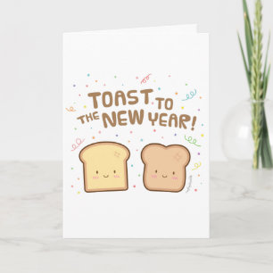 Cute Toast to the New Year Pun Humor Greeting Feestdagen Kaart