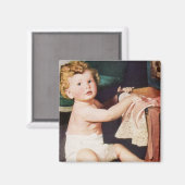 Cute Toddler die met Clothes Dresser speelt Magneet (Voorkant / Achterkant)