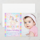 Cute Toddler Unicorn Invitation Anniversaire (Devant / Derrière)