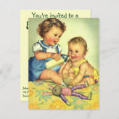  Cute Toddlers, uitnodiging van de Birthday Party (Voorkant / Achterkant)