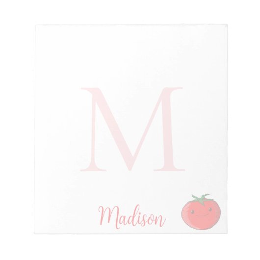 Cute Tomato Custom Name Initial Notitieblok (Voorkant)