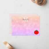 Cute Tomato Watercolor Personalized Monogram Notitiekaartje (Voorkant / Achterkant in situ)
