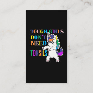 Cute Tonsil Removal Surgery Unicorn Girl Recovery Visitekaartje