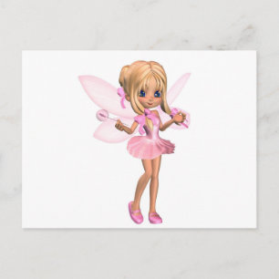 Cute Toon Ballerina Fairy in Roze - staand Briefkaart