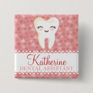 Cute Tooth - Roze Button voor aangepaste badge