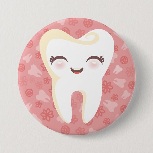 Cute Tooth - Roze Pin Button (Voorkant)