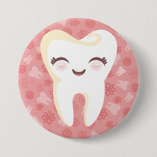 Cute Tooth - Roze Pin Button