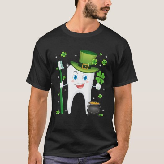 Cute Tooth With Hat Dental Assistant St Patricks T-shirt (Voorkant)