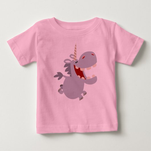 Cute Toothy Cartoon Unicorn Baby T-Shirt (Voorkant)