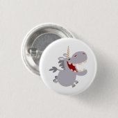 Cute Toothy Cartoon Unicorn Button Badge (Voorkant /achterkant)