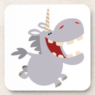 Cute Toothy Cartoon Unicorn Onderzetters Set